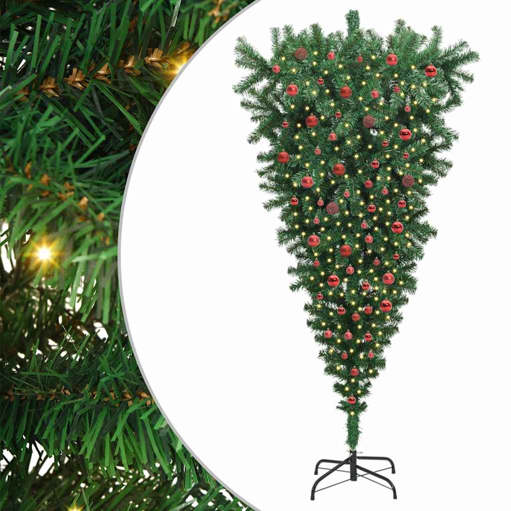 Opatieve kunstkerstboom met ballenset Groen 210 cm PVC
