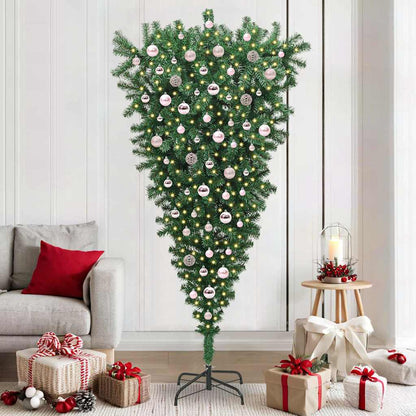 Ophang Kunst Kerstboom met Ballenset Groen 210 cm PVC