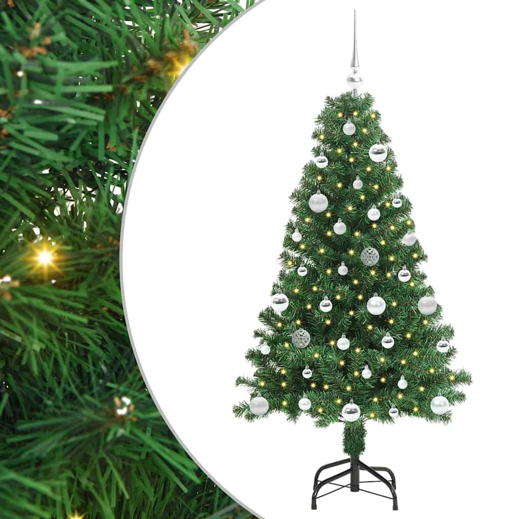 Kunstkerstboom Groen 150 cm PVC en Staal en Kunststof