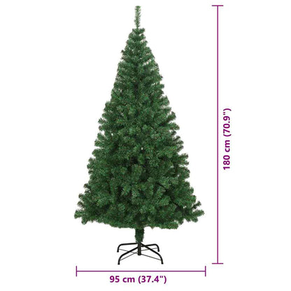 Kunstkerstboom Groen 180 cm PVC en Staal en Kunststof