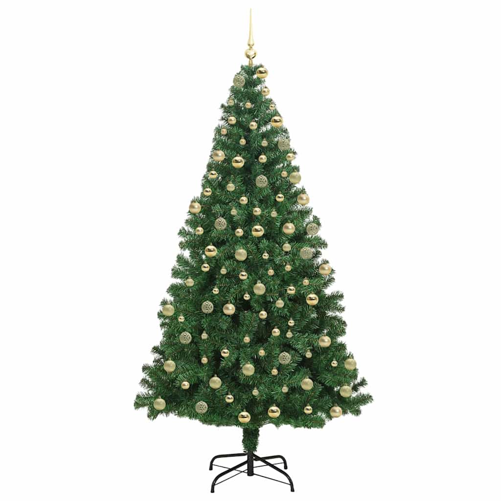 Kunstkerstboom Groen 180 cm PVC en Staal en Kunststof