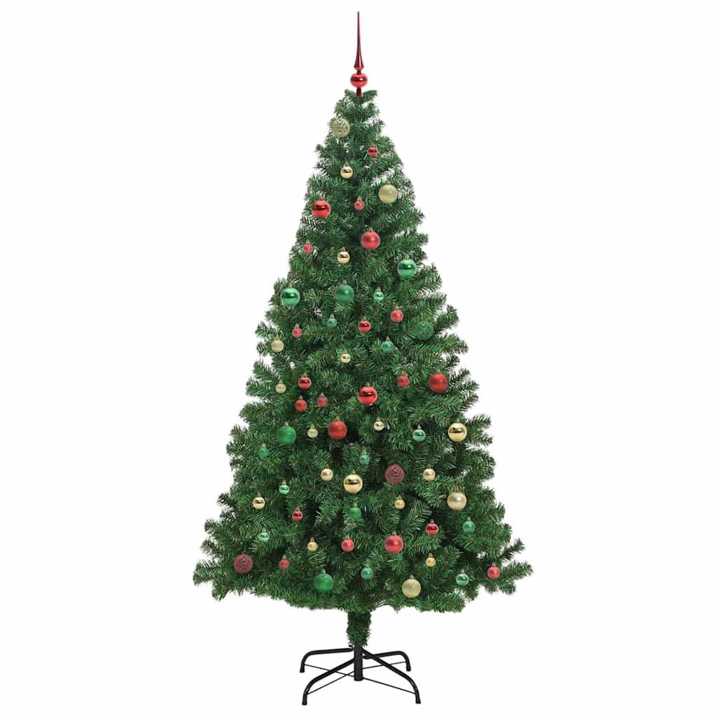 Kunstkerstboom Groen 180 cm PVC en Staal en Kunststof