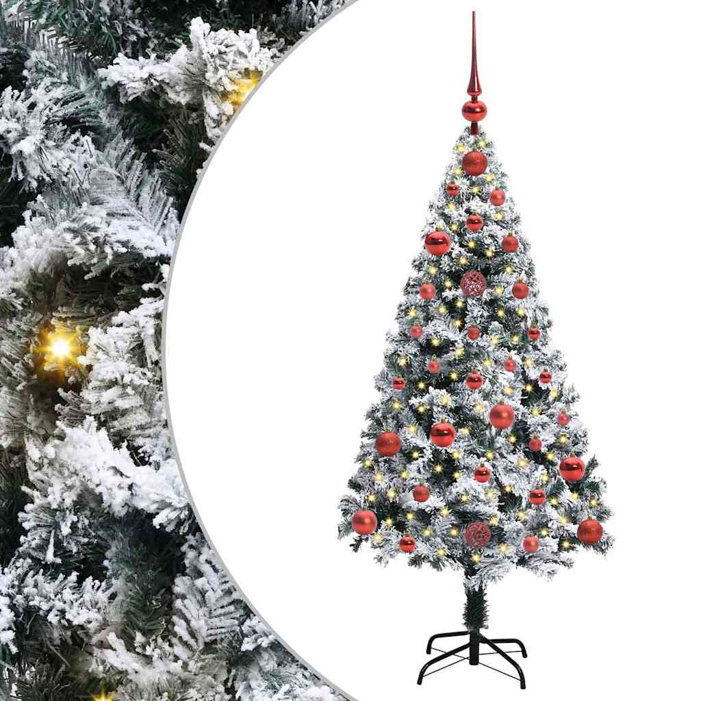 Kunstkerstboom met 150 LED Wit 120 cm PVC en Staal en Kunststof