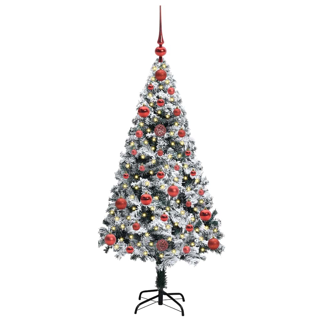 Kunstkerstboom met 150 LED Wit 120 cm PVC en Staal en Kunststof