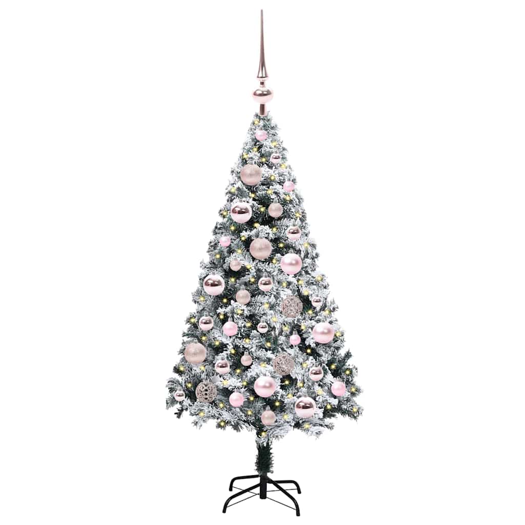Kunstkerstboom met 150 LED Wit 120 cm PVC en Staal en Kunststof
