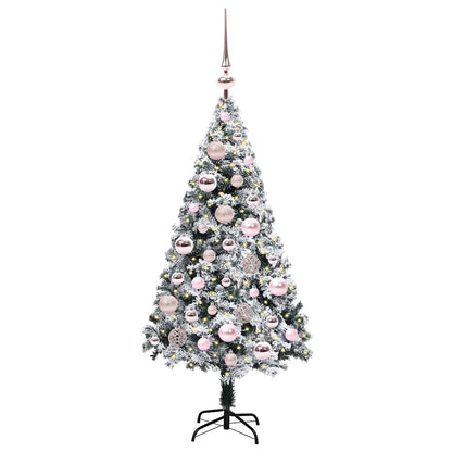 Kunstkerstboom met 150 LED Wit 120 cm PVC en Staal en Kunststof