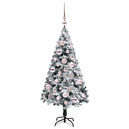 Kunstkerstboom met 150 LED Wit 120 cm PVC en Staal en Kunststof