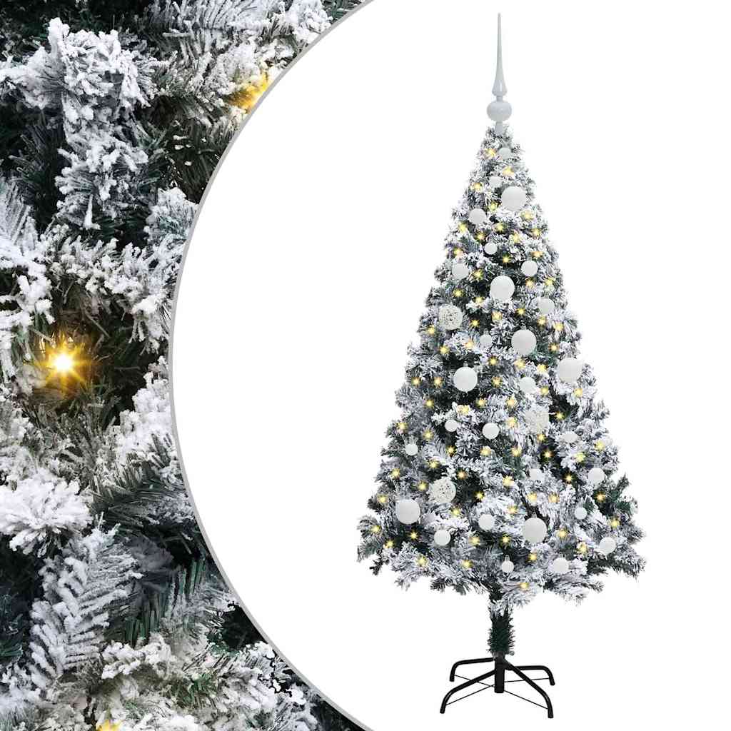 Kunstkerstboom met 150 LED Wit 120 cm PVC en Staal en Kunststof