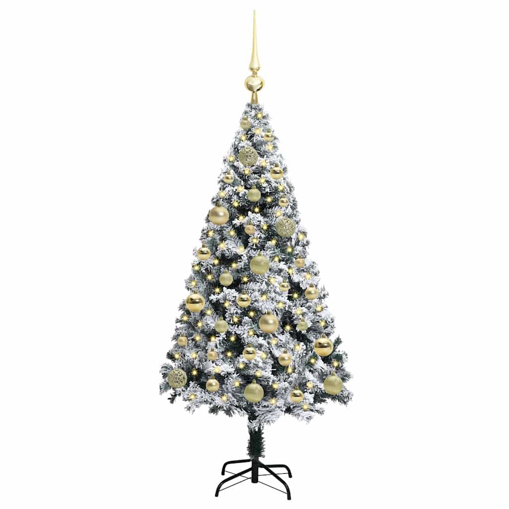 Kunstkerstboom met 150 LED Wit 120 cm PVC en Staal en Kunststof