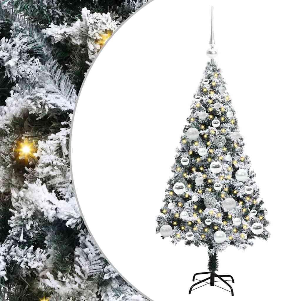 Kunstkerstboom met 150 LED Wit 120 cm PVC en Staal en Kunststof