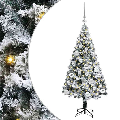 Kunstkerstboom met 150 LED Wit 120 cm PVC en Staal en Kunststof