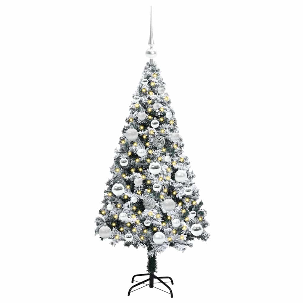 Kunstkerstboom met 150 LED Wit 120 cm PVC en Staal en Kunststof