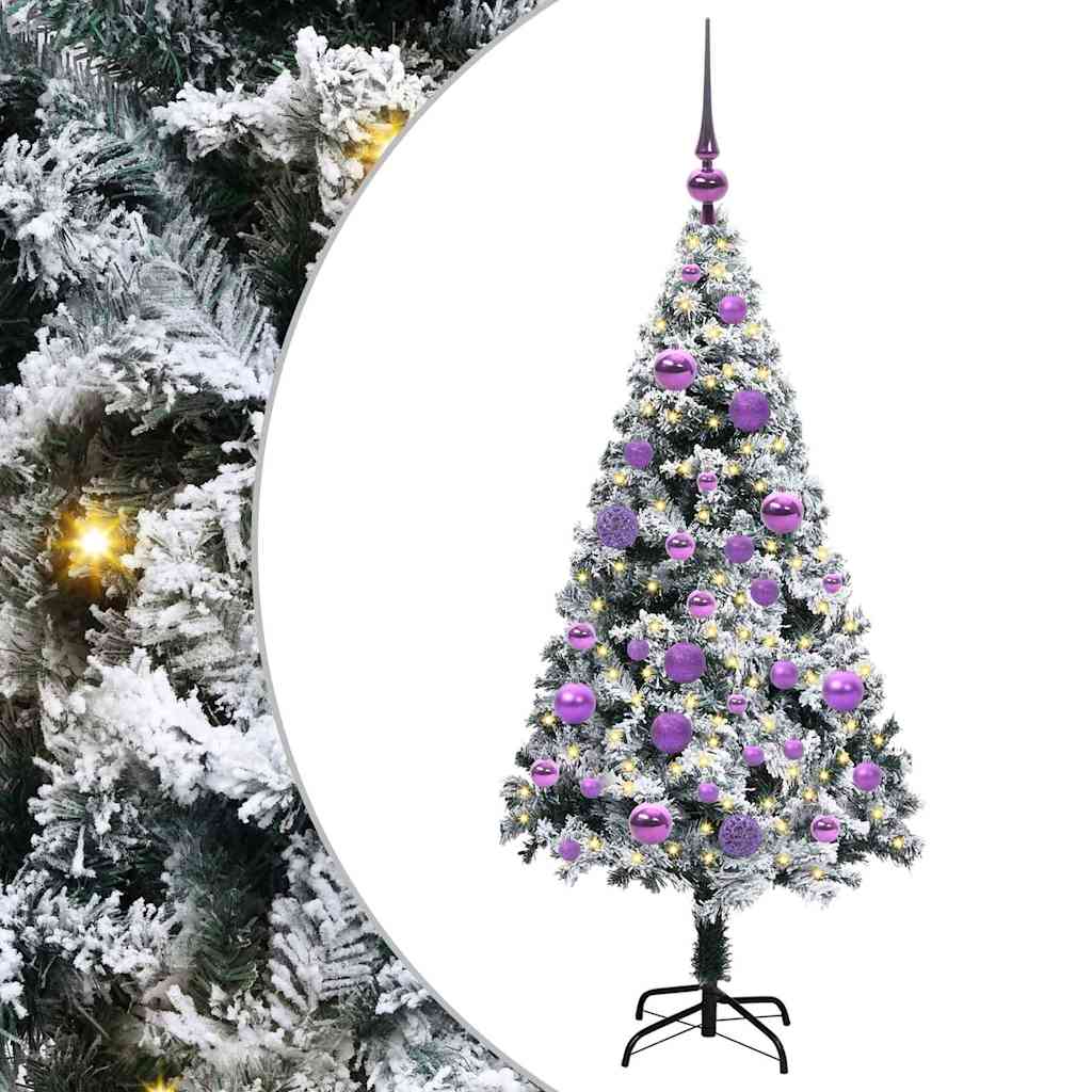 Kunstkerstboom met 150 LED Wit 120 cm PVC en Staal en Kunststof