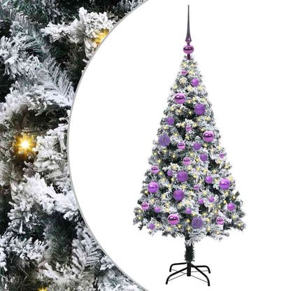 Kunstkerstboom met 150 LED Wit 120 cm PVC en Staal en Kunststof