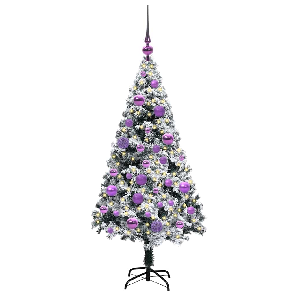 Kunstkerstboom met 150 LED Wit 120 cm PVC en Staal en Kunststof