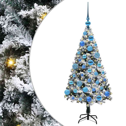 Kunstkerstboom met 150 LED Wit 120 cm PVC en Staal en Kunststof