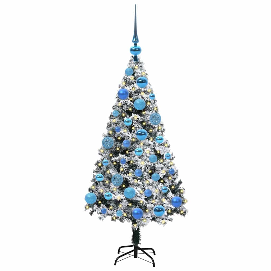 Kunstkerstboom met 150 LED Wit 120 cm PVC en Staal en Kunststof
