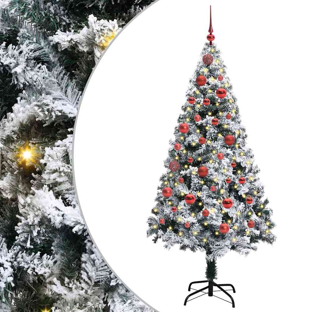 Kunstkerstboom met 150 LED Wit 150 cm PVC en Staal en Kunststof