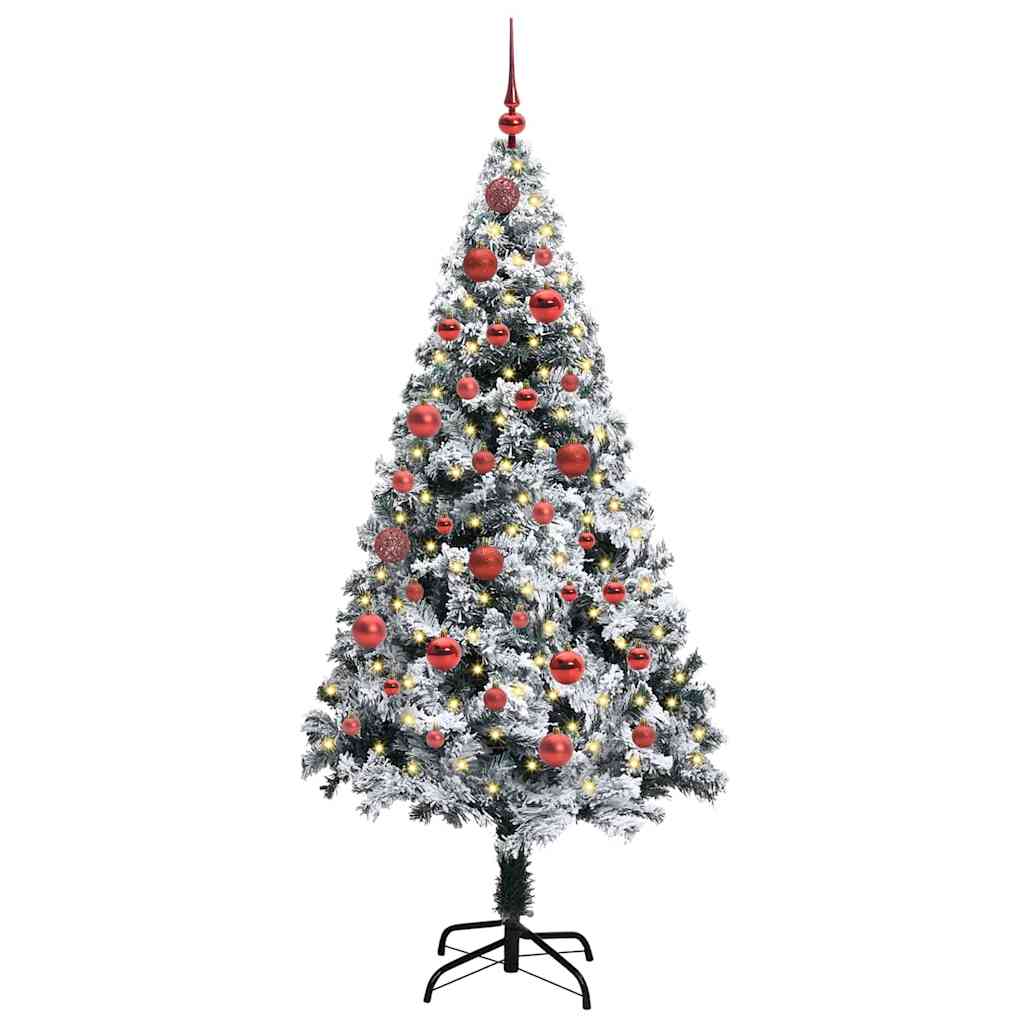 Kunstkerstboom met 150 LED Wit 150 cm PVC en Staal en Kunststof