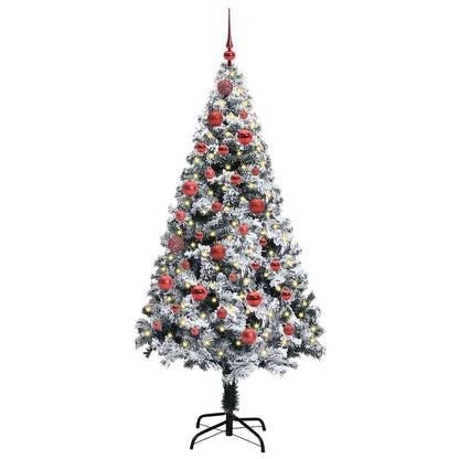 Kunstkerstboom met 150 LED Wit 150 cm PVC en Staal en Kunststof