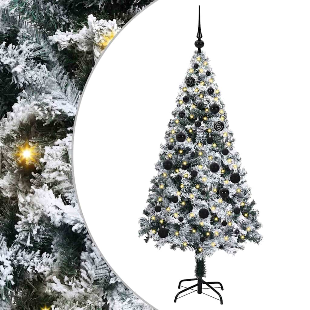 Kunstkerstboom met 150 LED Wit 150 cm PVC en Staal en Kunststof