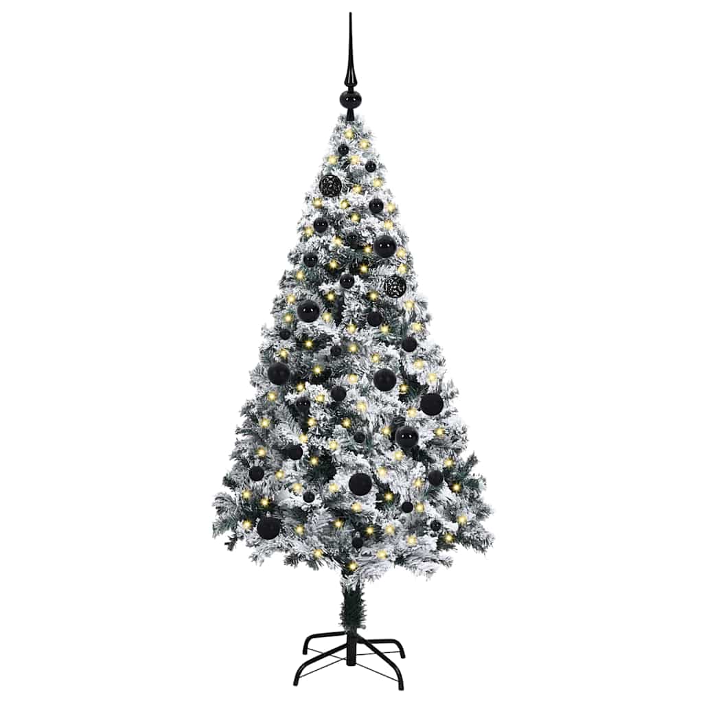 Kunstkerstboom met 150 LED Wit 150 cm PVC en Staal en Kunststof