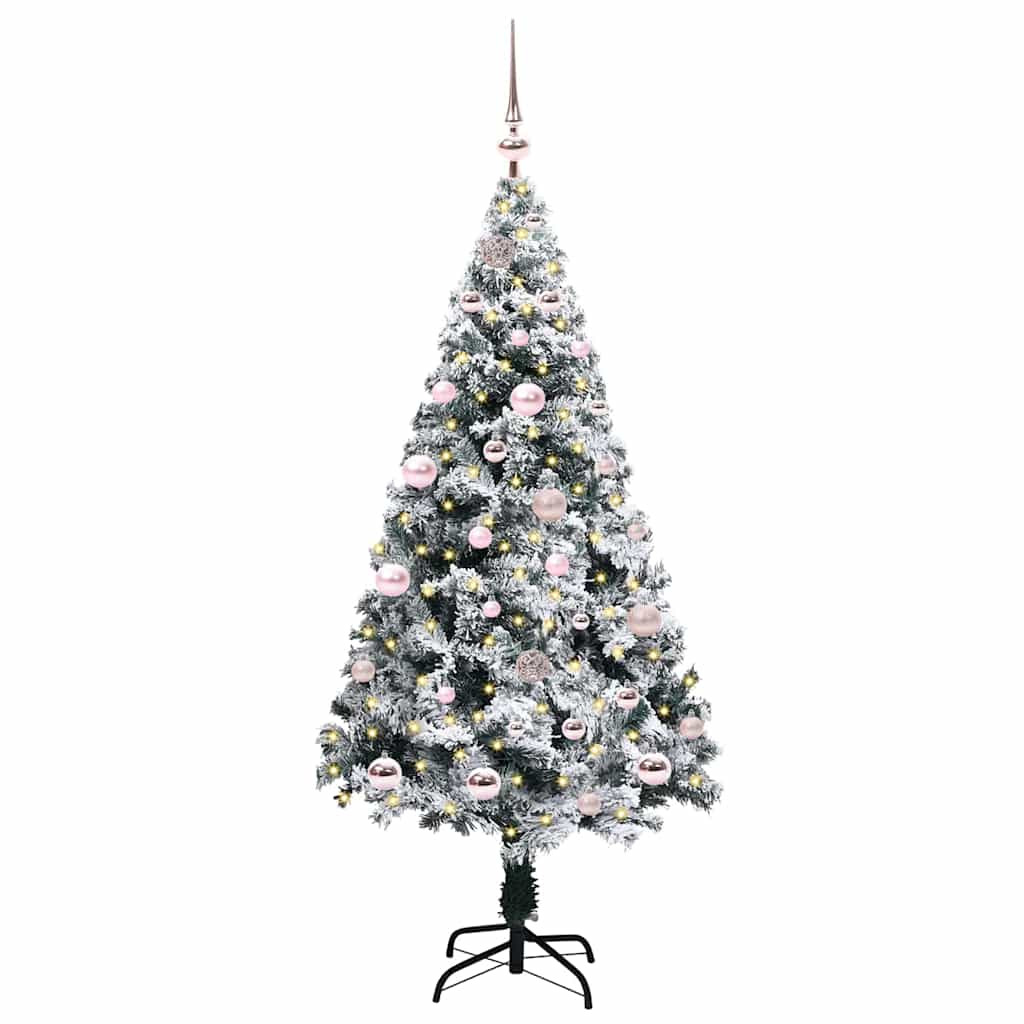 Kunstkerstboom met 150 LED Wit 150 cm PVC en Staal en Kunststof