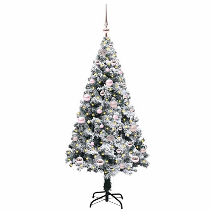 Kunstkerstboom met 150 LED Wit 150 cm PVC en Staal en Kunststof