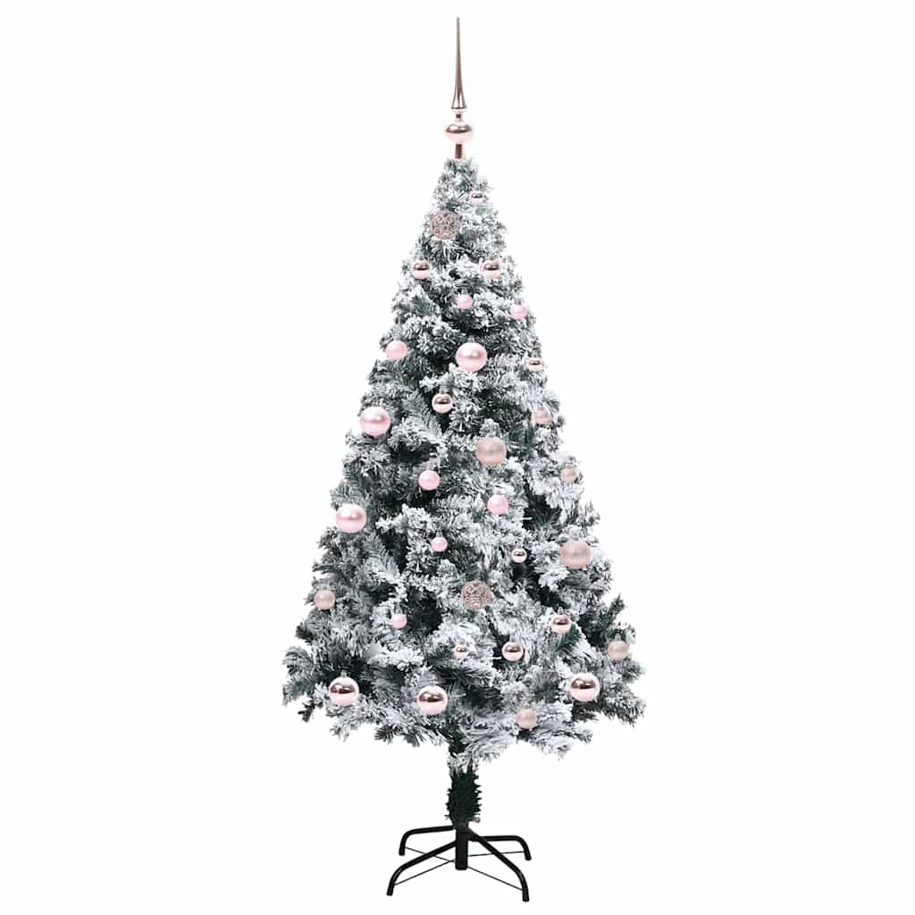 Kunstkerstboom met 150 LED Wit 150 cm PVC en Staal en Kunststof