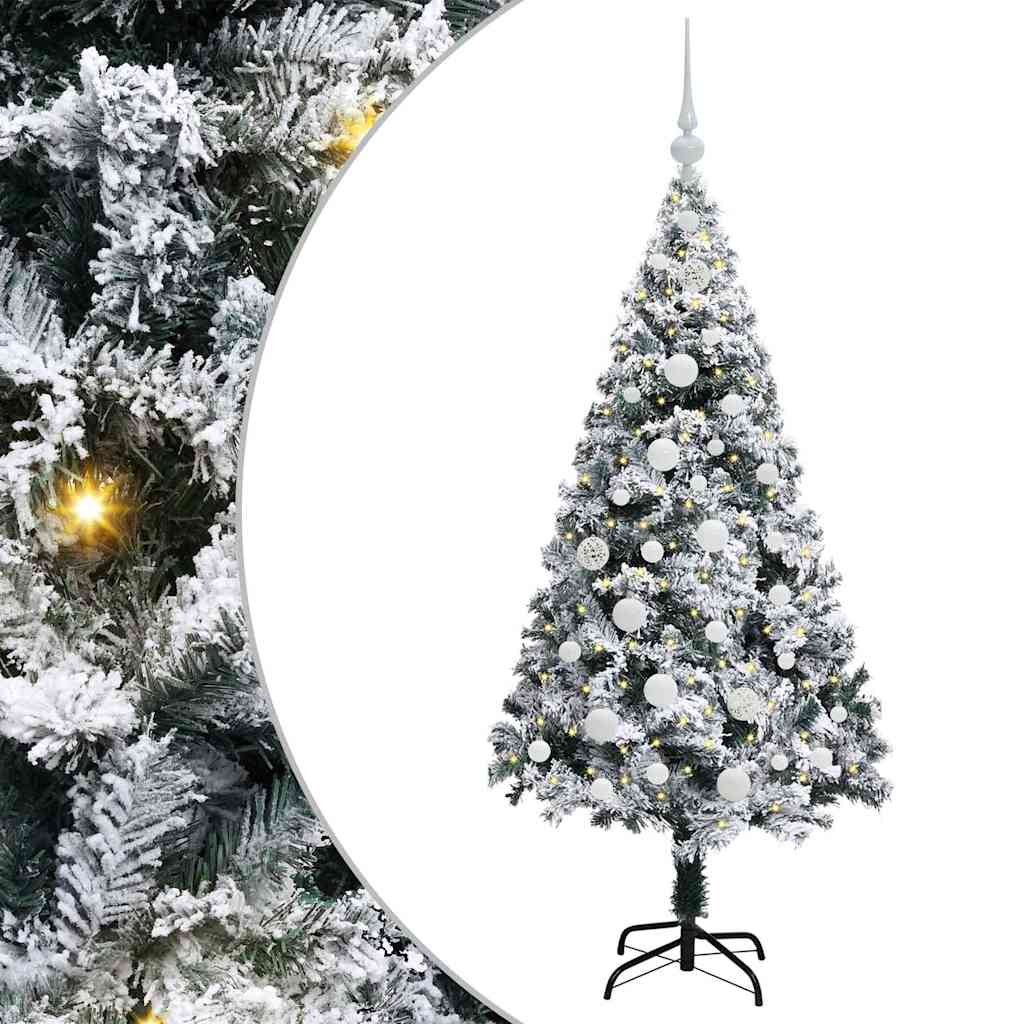 Kunstkerstboom met 150 LED Wit 150 cm PVC en Staal en Kunststof