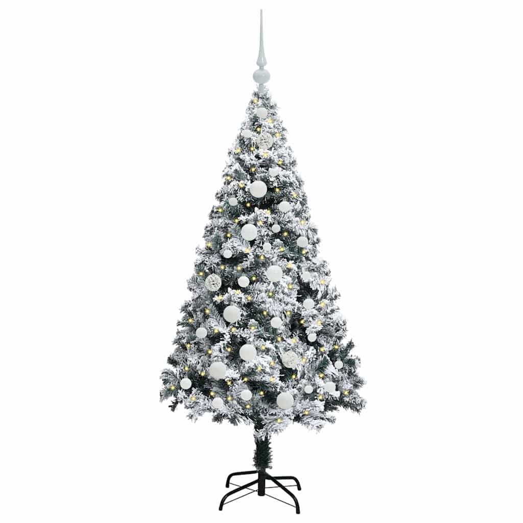 Kunstkerstboom met 150 LED Wit 150 cm PVC en Staal en Kunststof