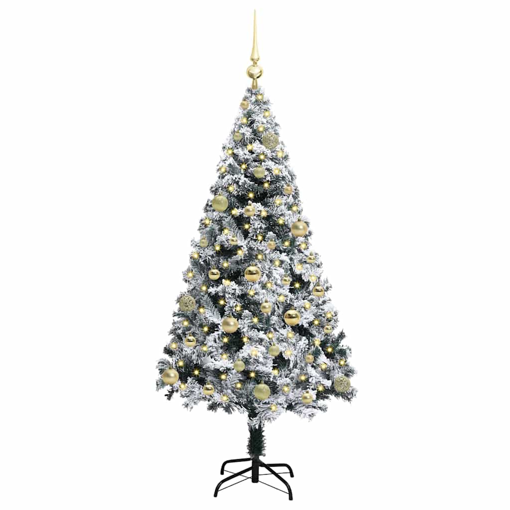 Kunstkerstboom met 150 LED Wit 150 cm PVC en Staal en Kunststof