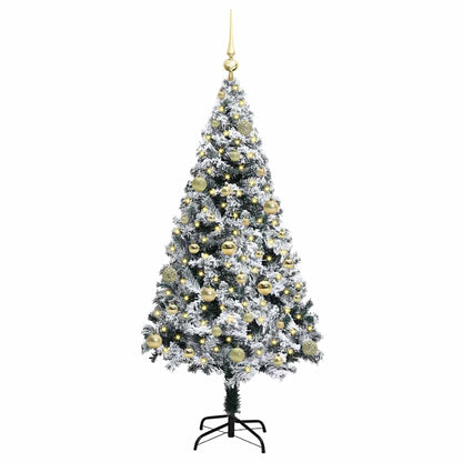 Kunstkerstboom met 150 LED Wit 150 cm PVC en Staal en Kunststof