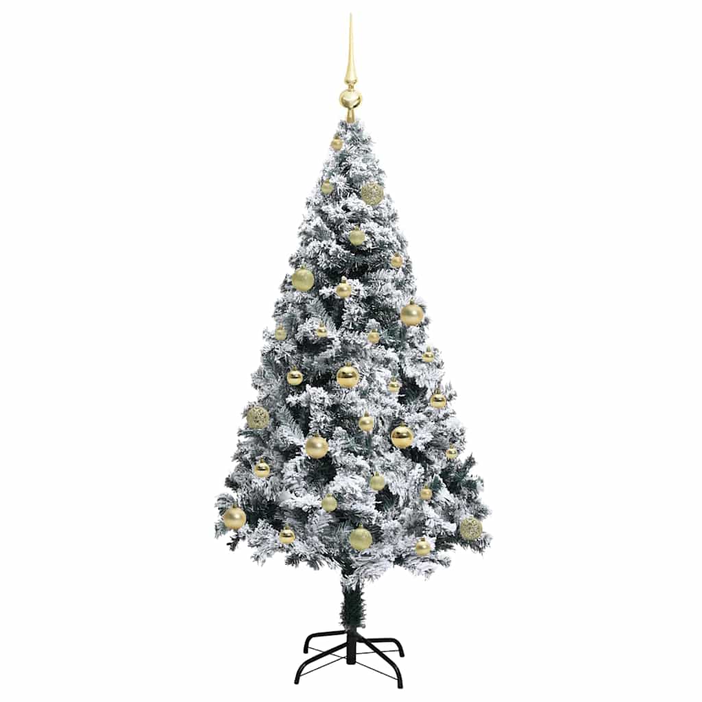 Kunstkerstboom met 150 LED Wit 150 cm PVC en Staal en Kunststof
