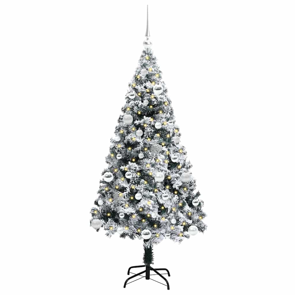 Kunstkerstboom met 150 LED Wit 150 cm PVC en Staal en Kunststof