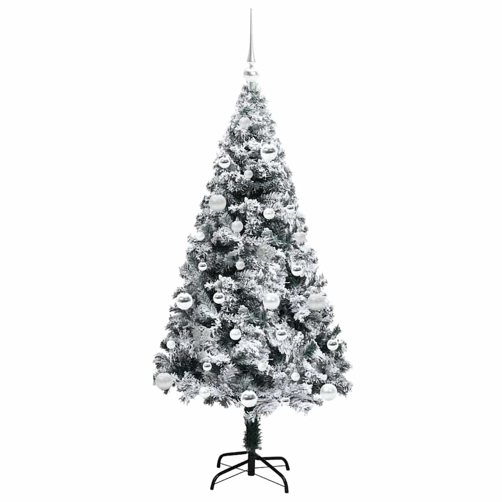 Kunstkerstboom met 150 LED Wit 150 cm PVC en Staal en Kunststof