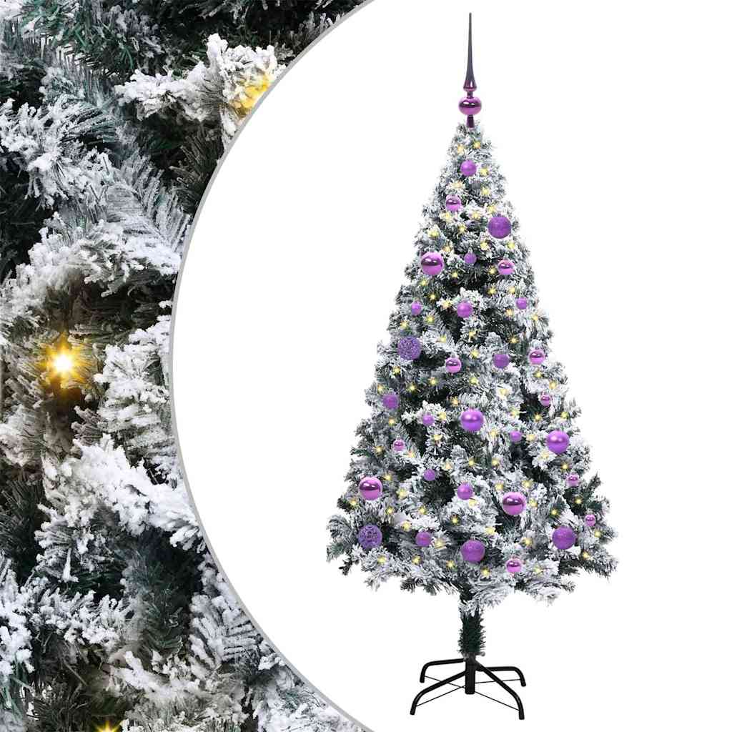 Kunstkerstboom met 150 LED Wit 150 cm PVC en Staal en Kunststof