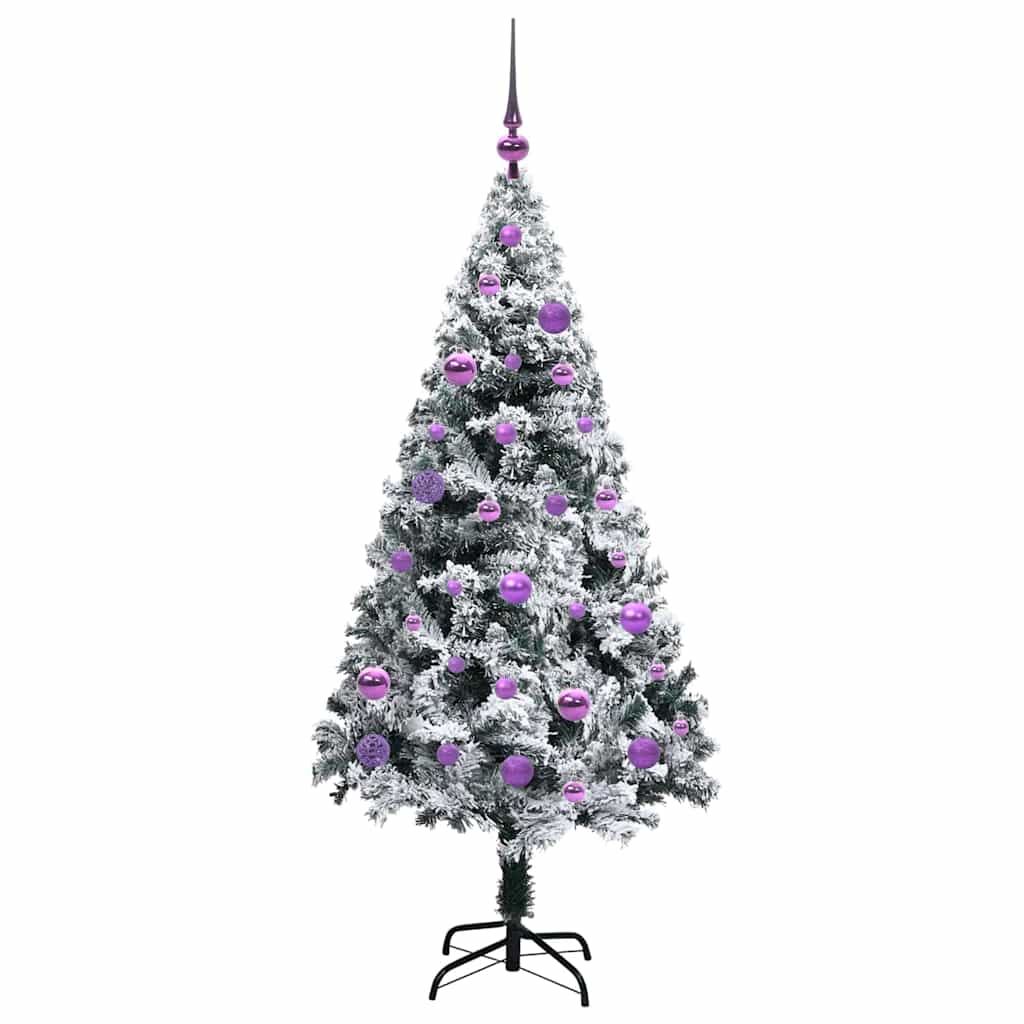 Kunstkerstboom met 150 LED Wit 150 cm PVC en Staal en Kunststof