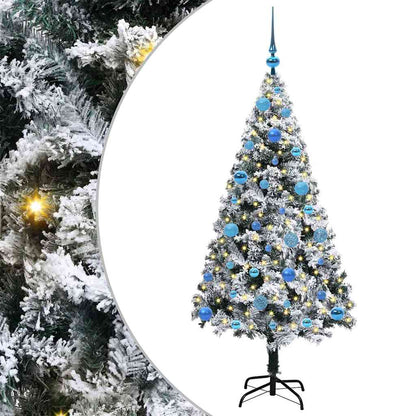 Kunstkerstboom met 150 LED Wit 150 cm PVC en Staal en Kunststof