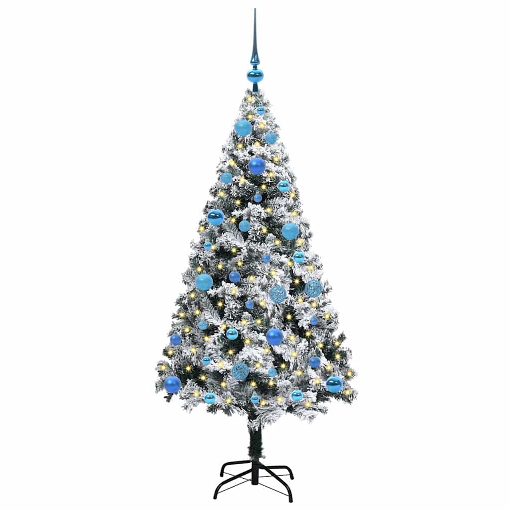 Kunstkerstboom met 150 LED Wit 150 cm PVC en Staal en Kunststof