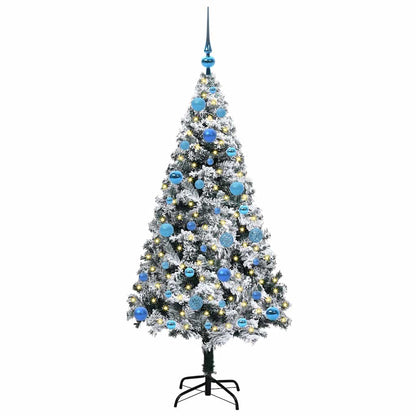 Kunstkerstboom met 150 LED Wit 150 cm PVC en Staal en Kunststof