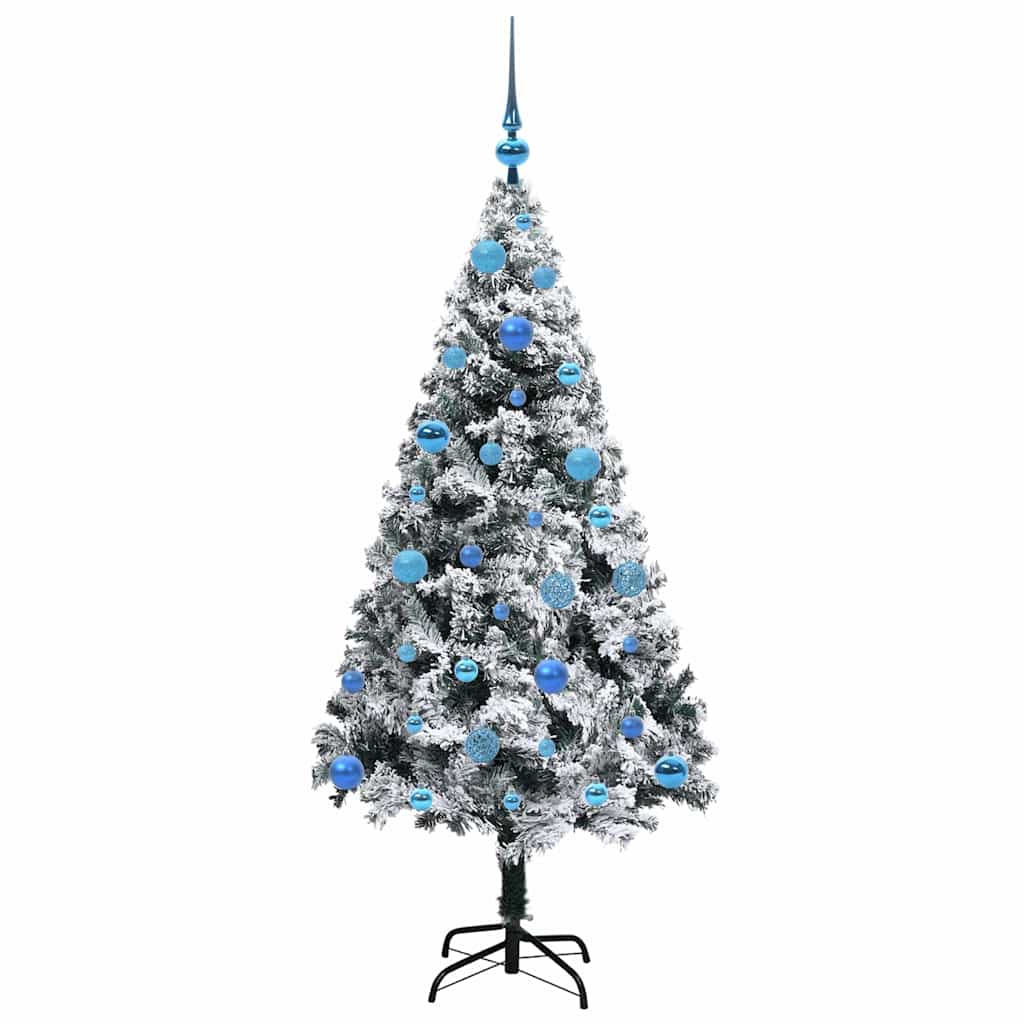 Kunstkerstboom met 150 LED Wit 150 cm PVC en Staal en Kunststof