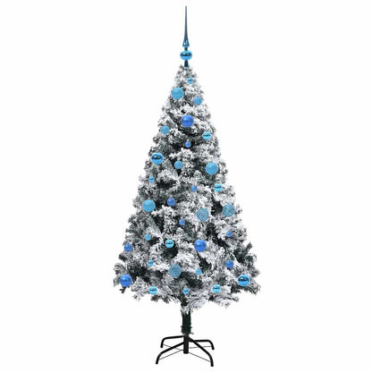 Kunstkerstboom met 150 LED Wit 150 cm PVC en Staal en Kunststof