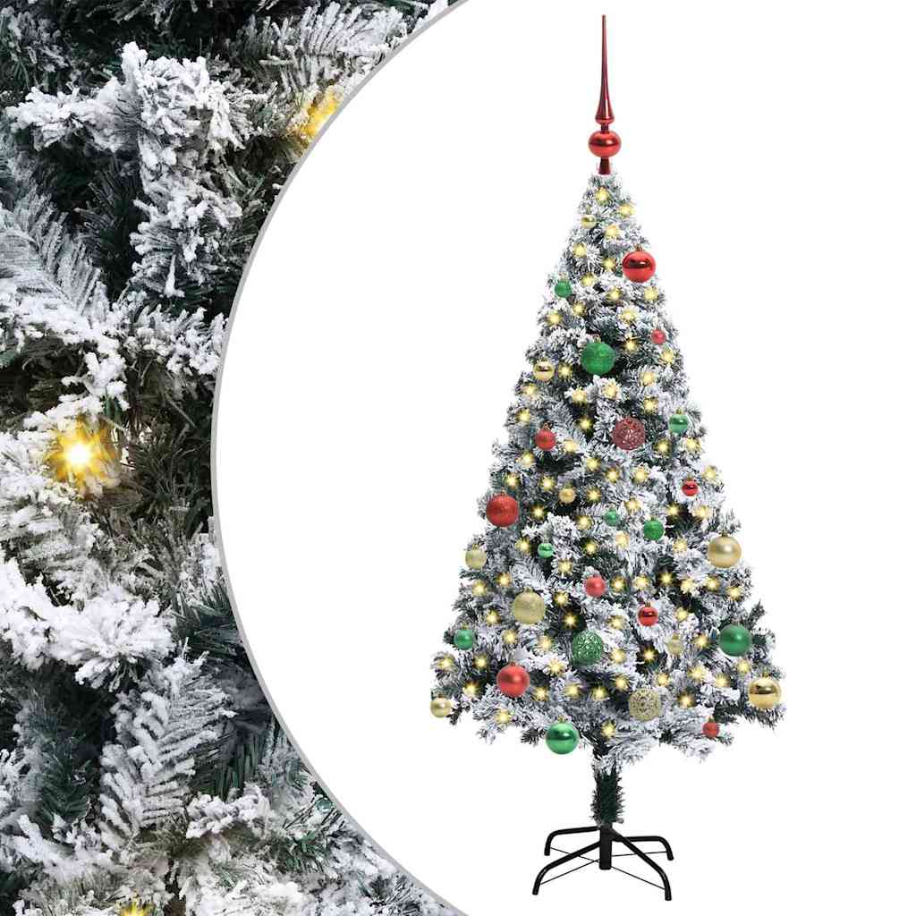 Kunstkerstboom met 150 LED Wit 150 cm PVC en Staal en Kunststof