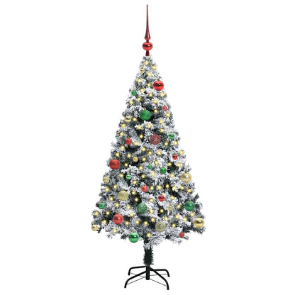Kunstkerstboom met 150 LED Wit 150 cm PVC en Staal en Kunststof