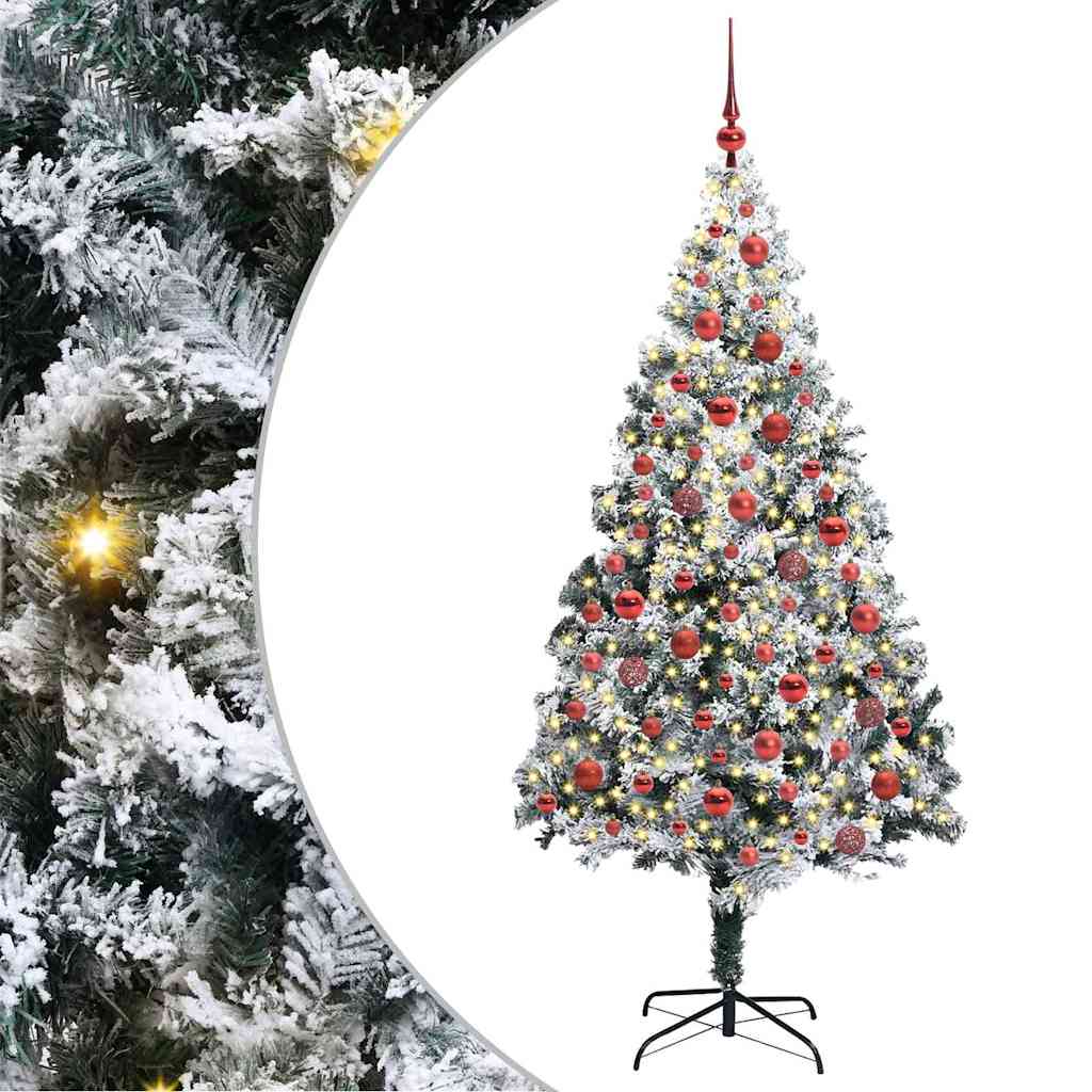 Kunstkerstboom met 300 LED Wit 180 cm PVC en Staal en Kunststof