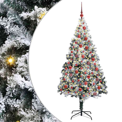 Kunstkerstboom met 300 LED Wit 180 cm PVC en Staal en Kunststof