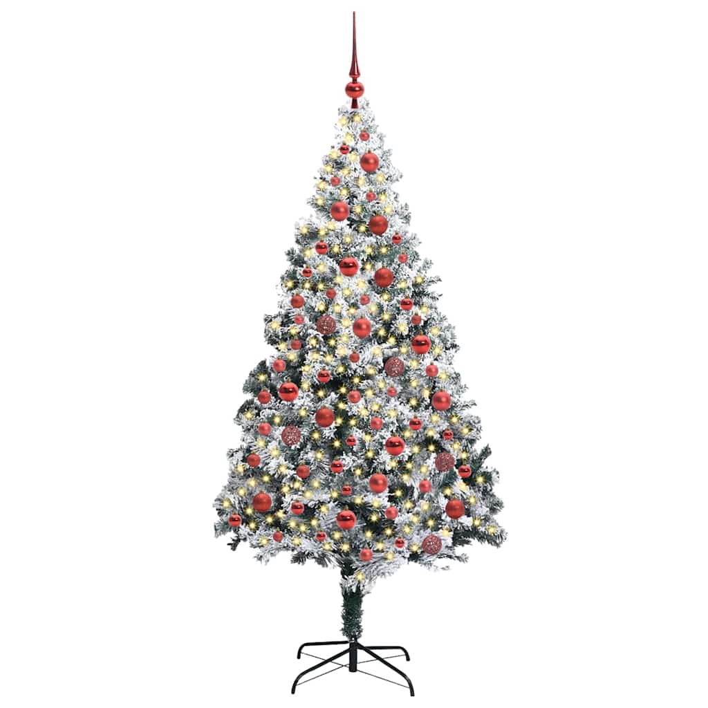 Kunstkerstboom met 300 LED Wit 180 cm PVC en Staal en Kunststof