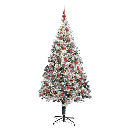 Kunstkerstboom met 300 LED Wit 180 cm PVC en Staal en Kunststof