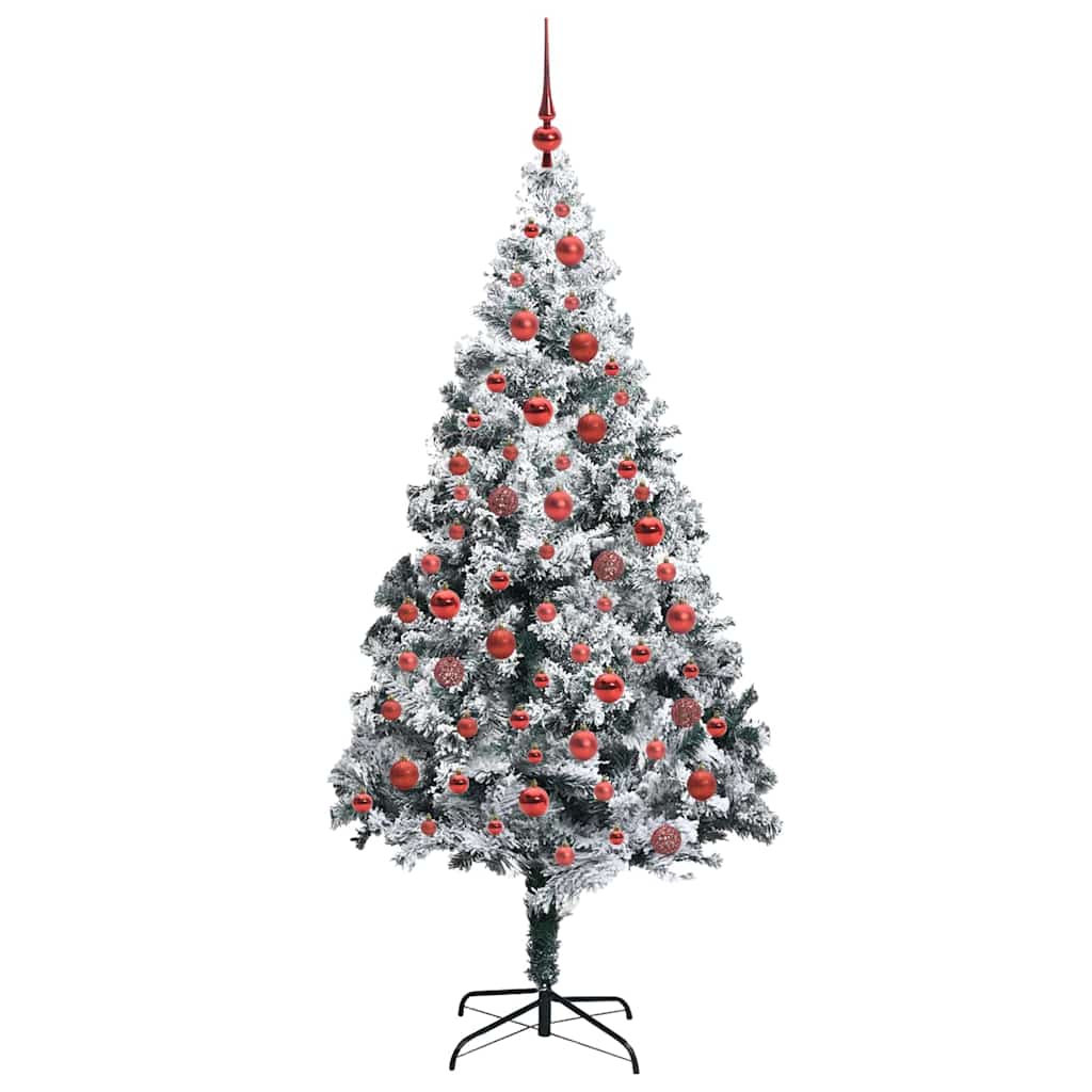 Kunstkerstboom met 300 LED Wit 180 cm PVC en Staal en Kunststof